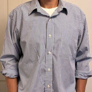 NWOT Ralph Lauren 100% Cotton Navy and White Striped Shirt